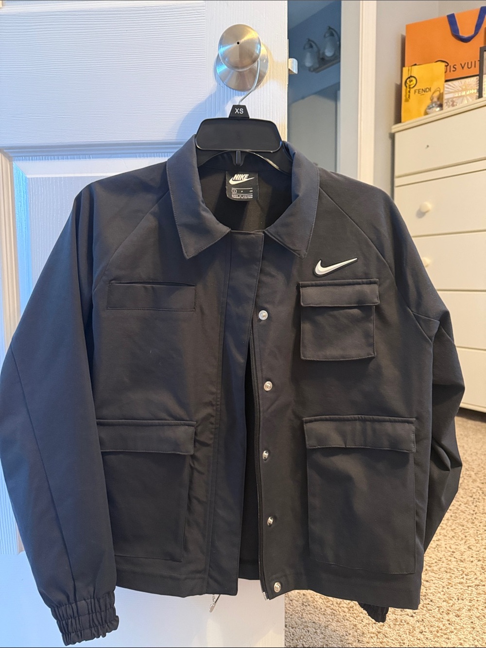Nike Women’s Black Athletic Jacket with Swoosh Logo